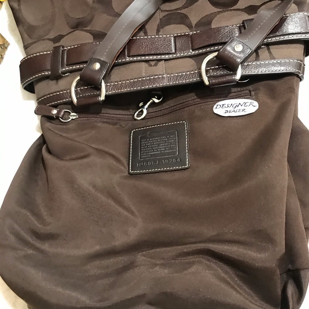 COACH Hampton Signature LTHR Trim Carryall 10264 - Picture 6 of 11